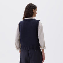 Load image into Gallery viewer, MHL W&#39; 3 Chunky Crew Neck Slipover British Merino Rich Navy
