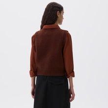 Load image into Gallery viewer, MHL W&#39; 3 Chunky Crew Neck Slipover British Merino Rust Brown
