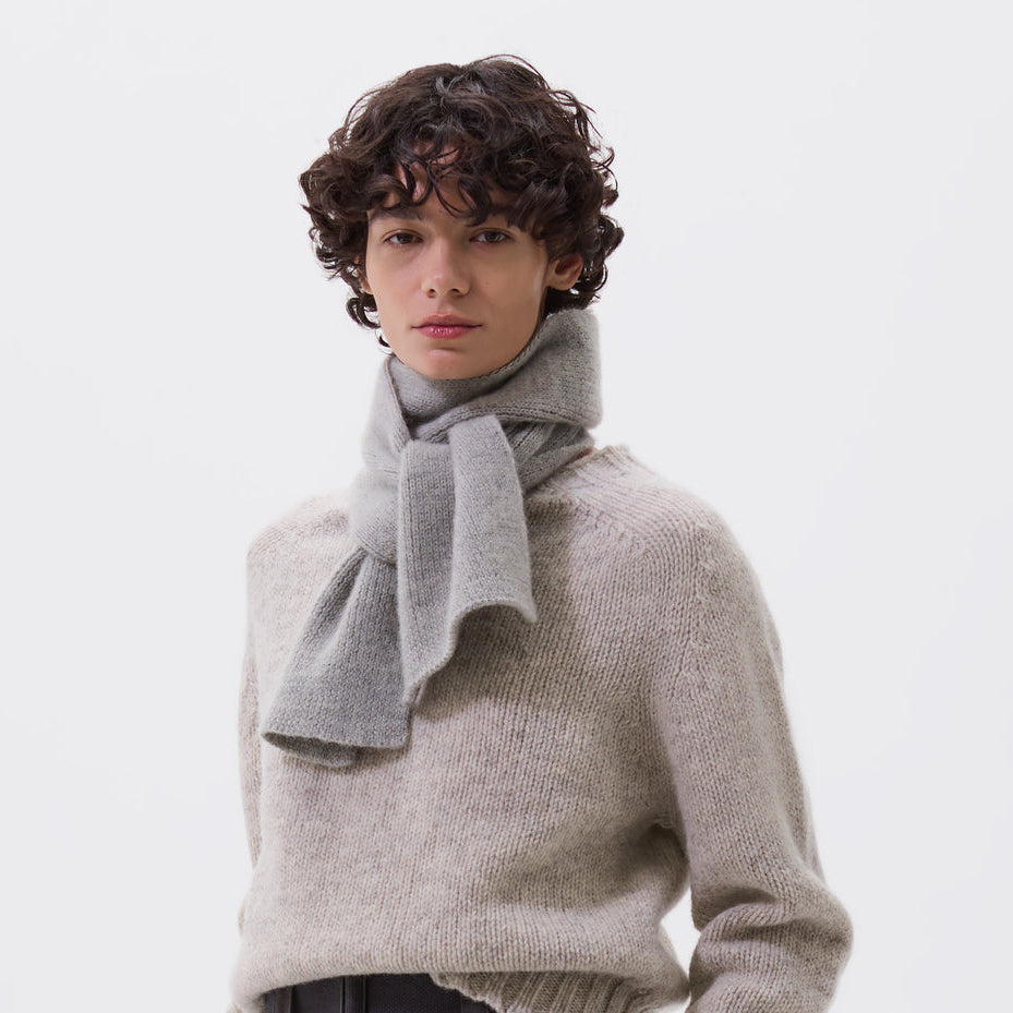 MHL Brushed Scarf Soft Shetland Wool Light Grey