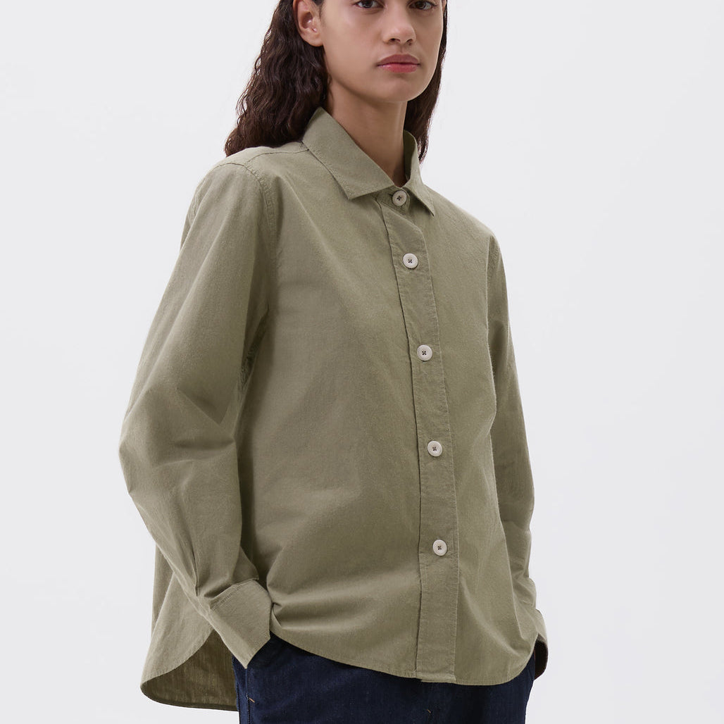 MHL W' Basic Brushed Chambray Shirt Khaki Green