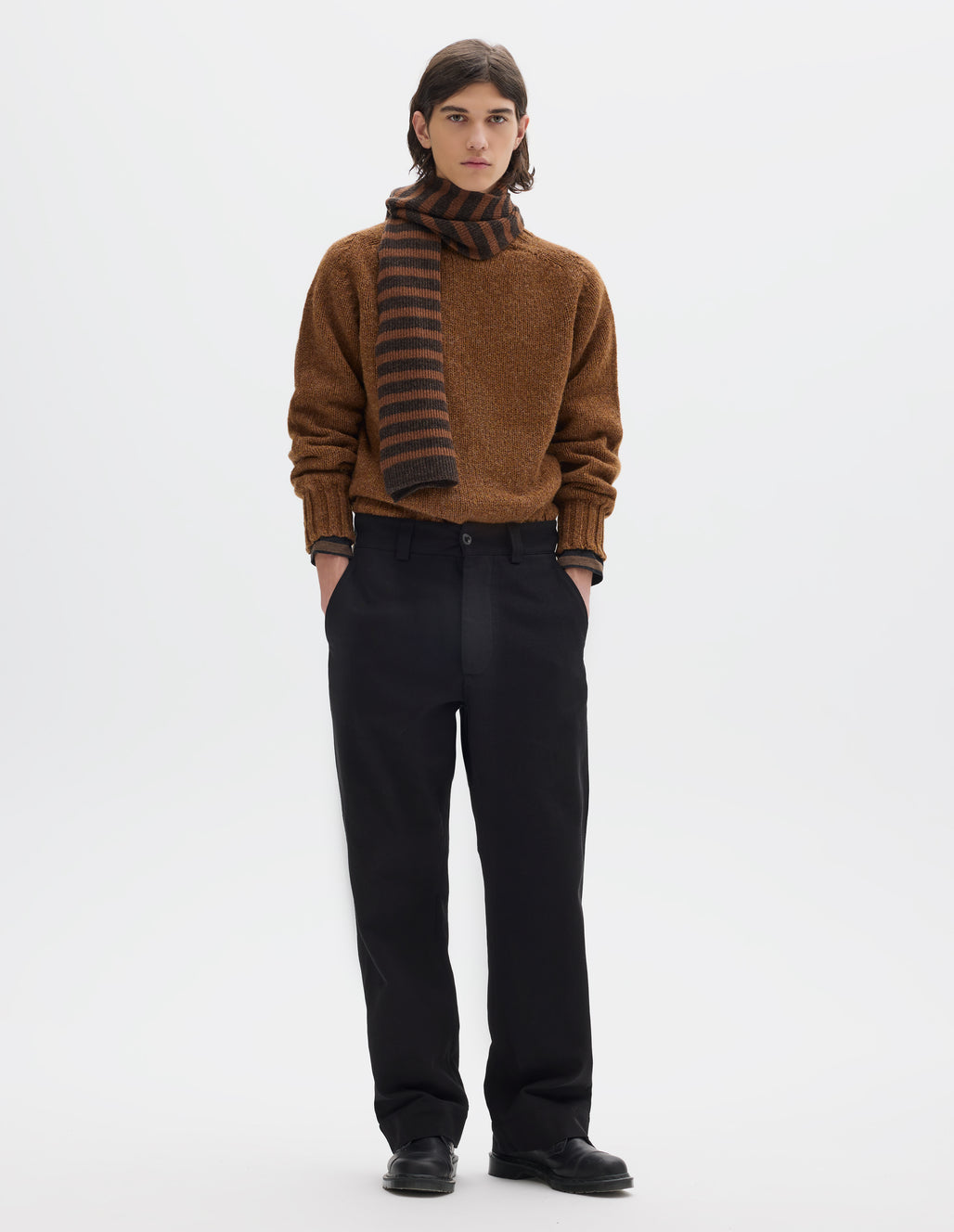 MHL Simple Trousers Raised Cotton Drill Black