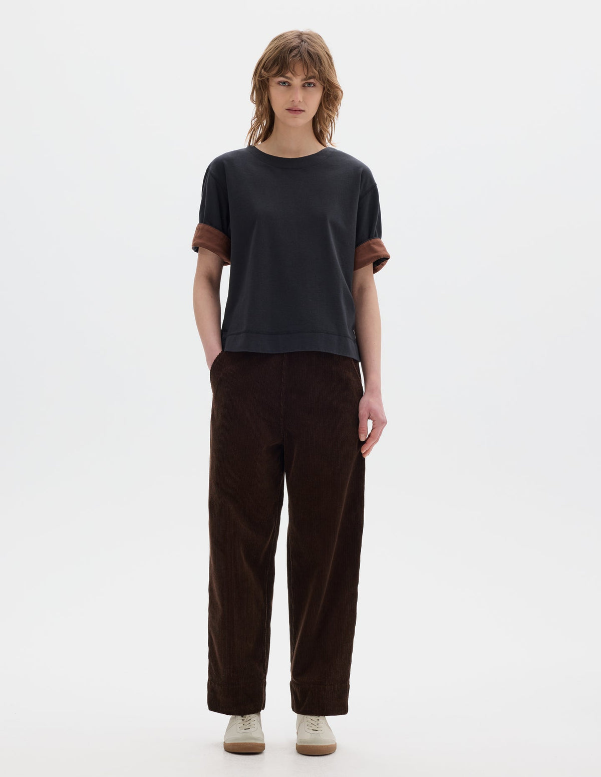 MHL W' Utility Trousers 8 Wale Corduroy Chestnut