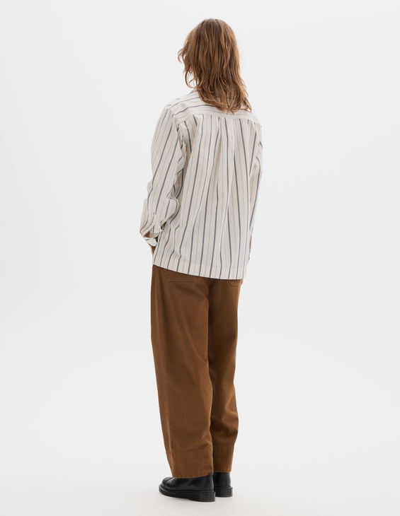 MHL W' Long Pull On Shirt Wide Stripe White / Navy