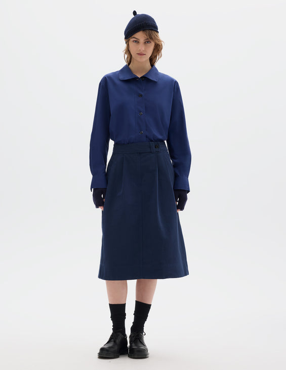 MHL W' Double Pleat Skirt Indigo Blue
