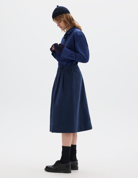 MHL W' Double Pleat Skirt Indigo Blue
