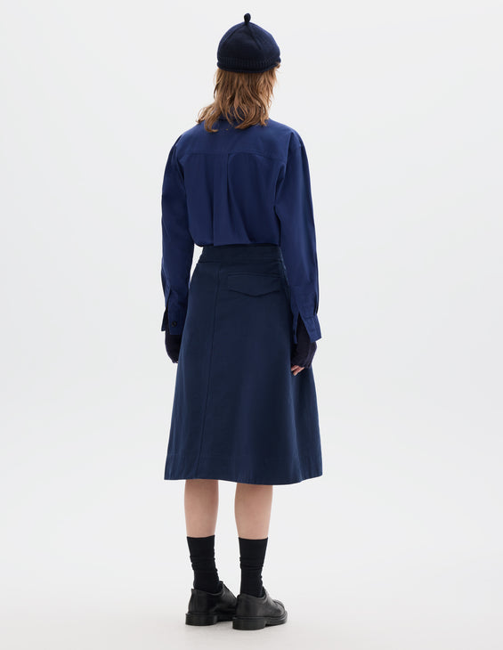 MHL W' Double Pleat Skirt Indigo Blue