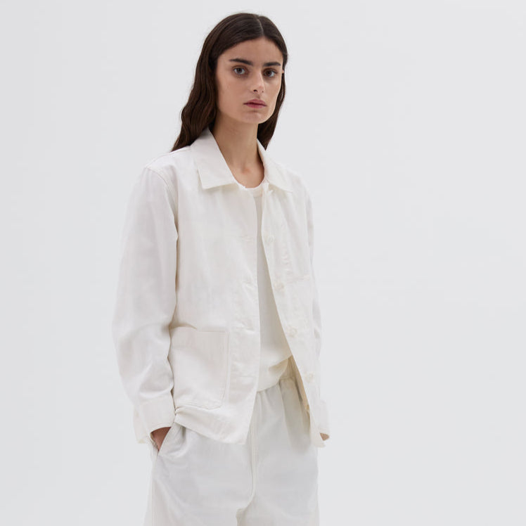 MHL W' Worker Jacket Cotton Linen Plainweave Off White