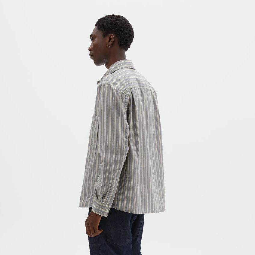 MHL Overall Shirt PJ Stripe Off White / Grey / Zest