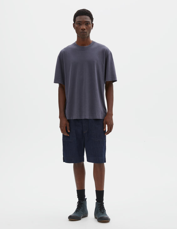 MHL Simple T-Shirt Linen Jersey Slate Blue