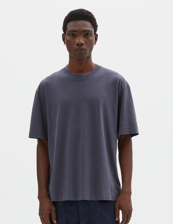 MHL Simple T-Shirt Linen Jersey Slate Blue