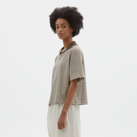 MHL W' Boxy Striped Polo Brown / White