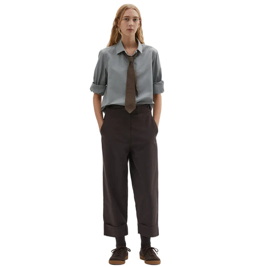 MHL W' Button Belt Trousers Mahogany