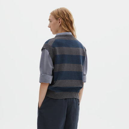 MHL W' Striped V Neck Slipover Charcoal / Slate