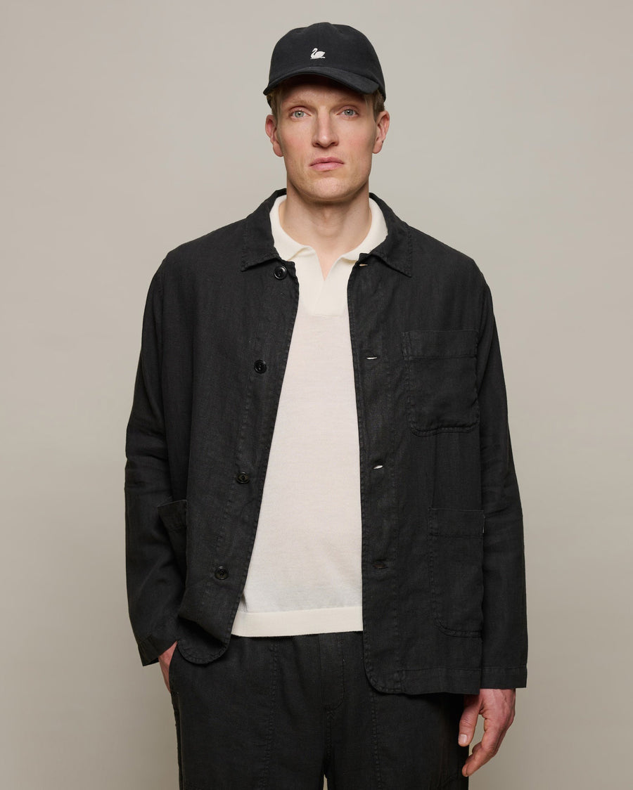 Merz b. Schwanen Workers Linen Jacket Black