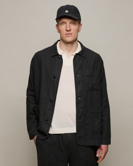 Merz b. Schwanen Workers Linen Jacket Black