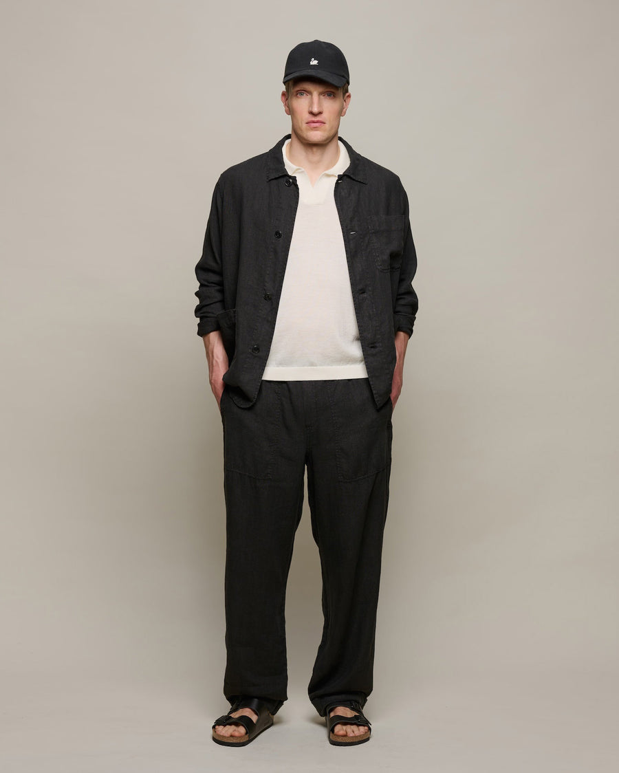 Merz b. Schwanen Workers Linen Jacket Black