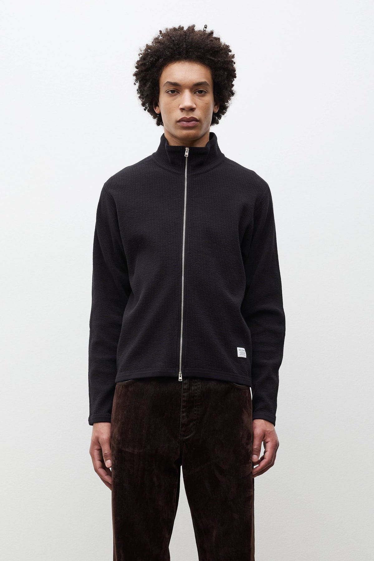Norse Projects Teno Cotton Hemp Military Rib Zip Cardigan Black
