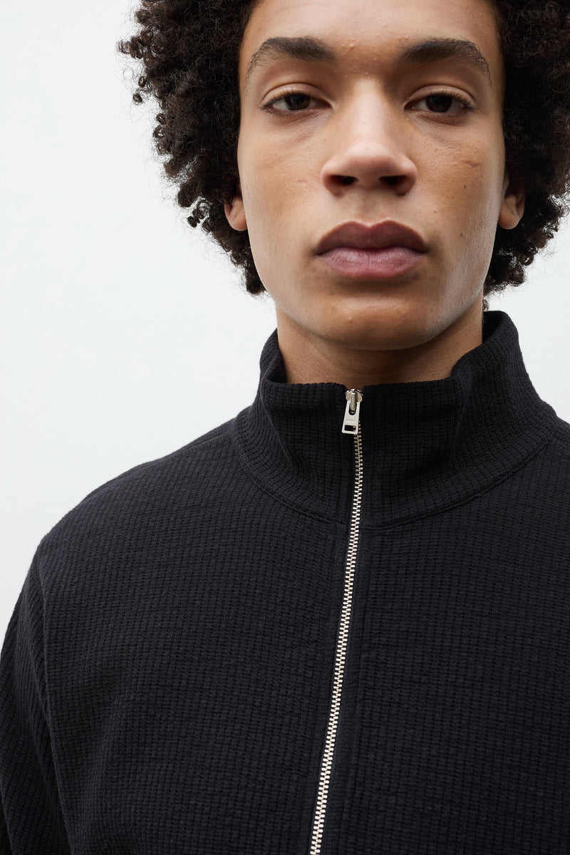 Norse Projects Teno Cotton Hemp Military Rib Zip Cardigan Black