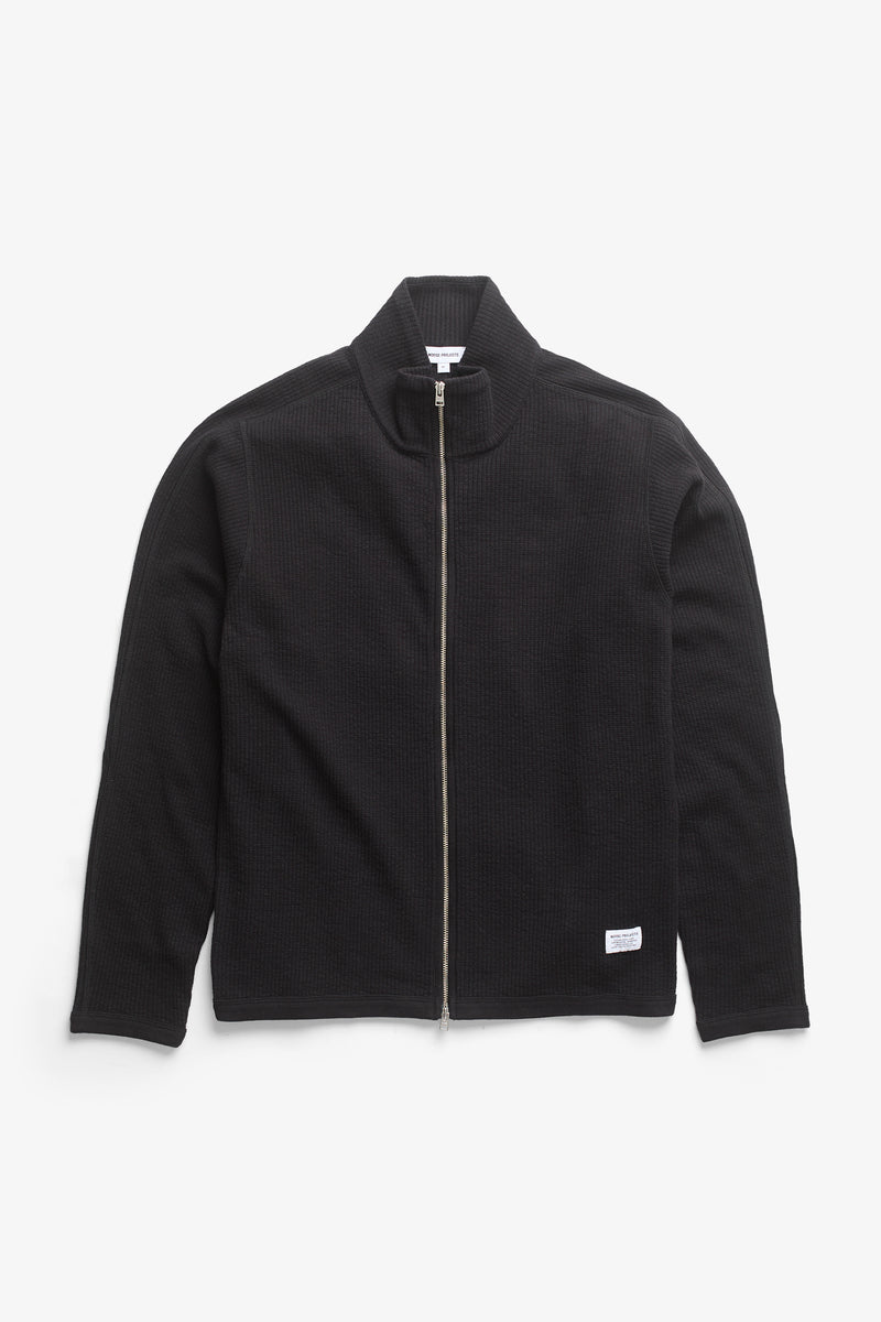 Norse Projects Teno Cotton Hemp Military Rib Zip Cardigan Black