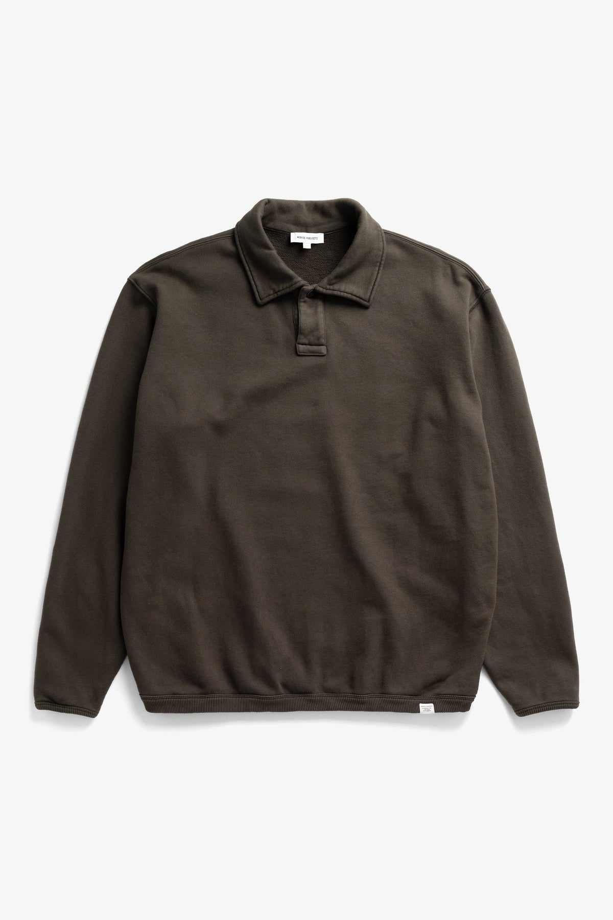 Norse Projects Hjartdal Brushed Diagonal Cotton Fleece Polo Beech Green