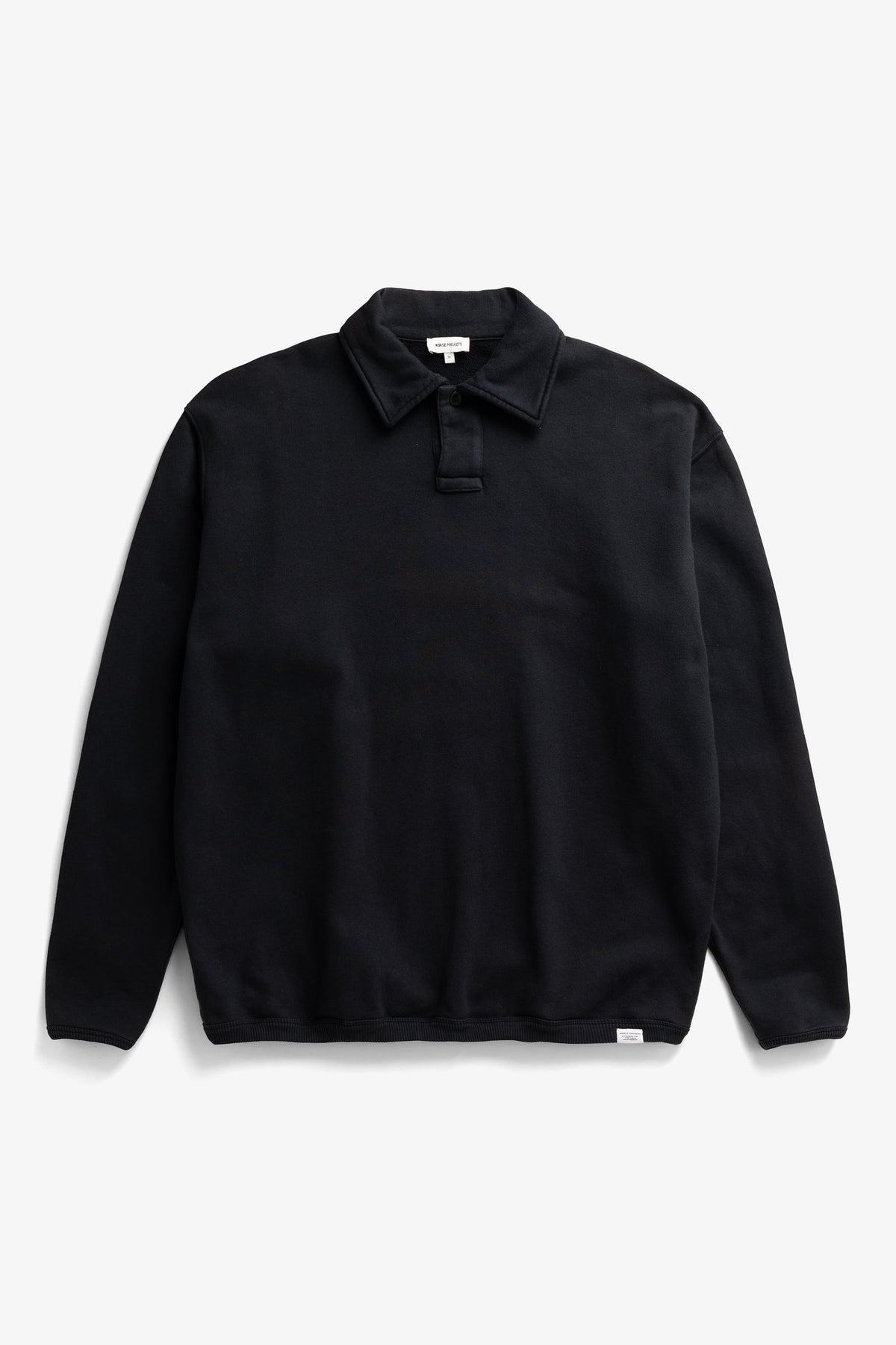 Norse Projects Hjartdal Brushed Diagonal Cotton Fleece Polo Black
