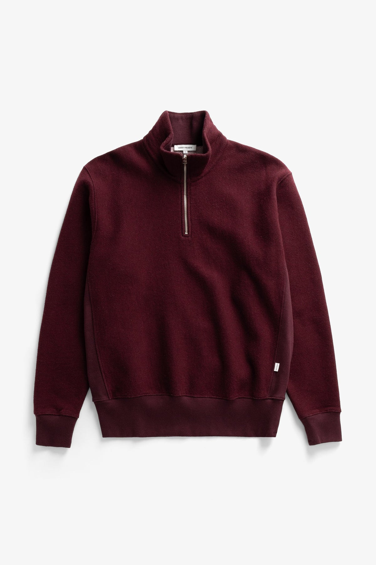 Norse Projects Flossli Relaxed Cotton Wool Half Zip Sweatshir Mahogany