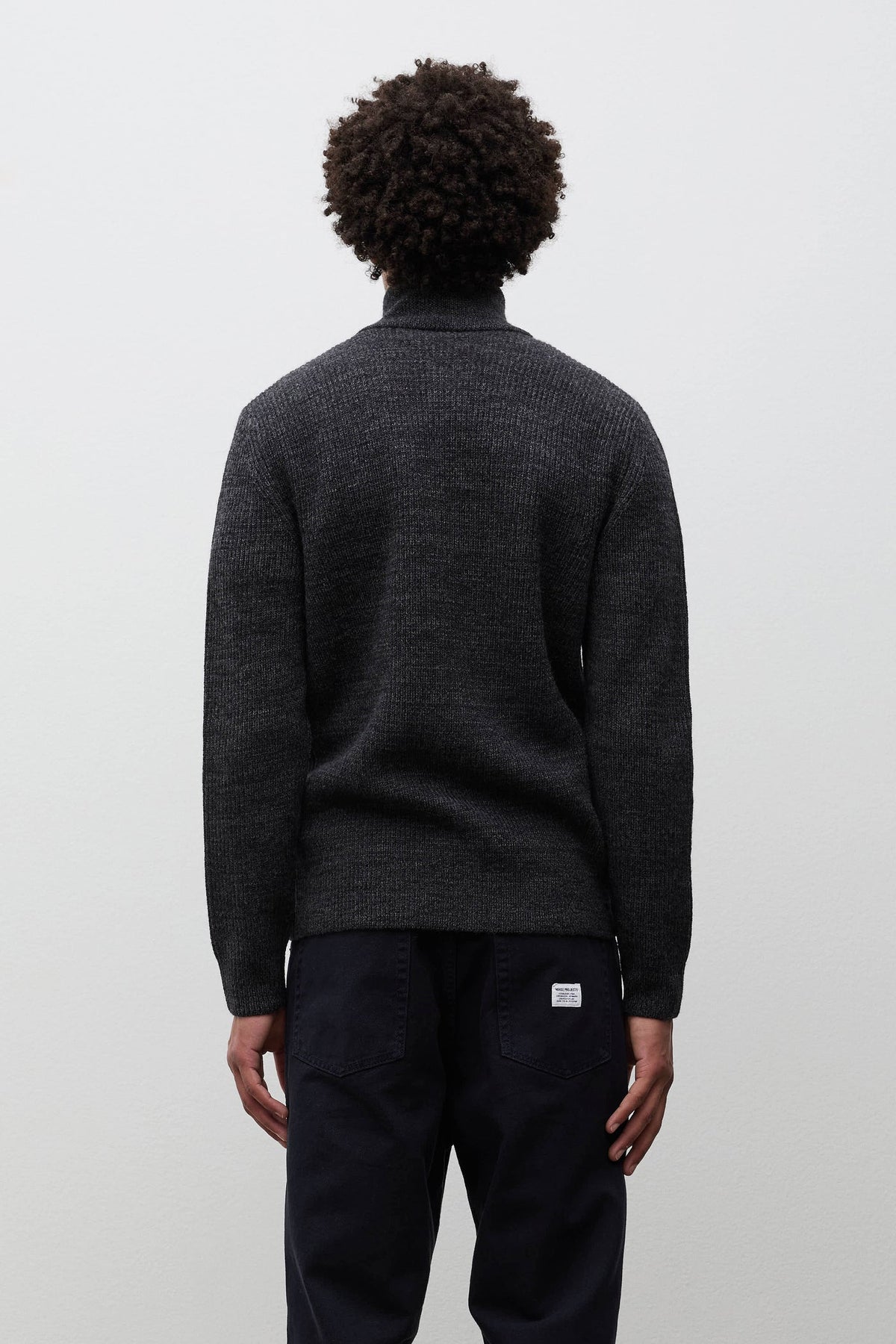 Norse Projects Hagen Wool Cotton Rib Full Zip Jacket Dark Grey Melange