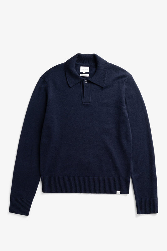 Norse Projects Anholt Lambswool Polo Dark Navy