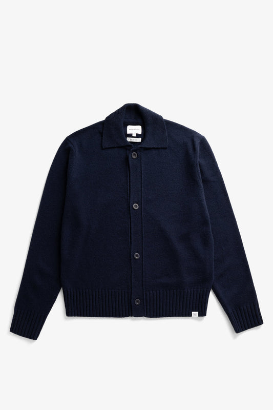 Norse Projects Anholt Lambswool Cardigan Dark Navy