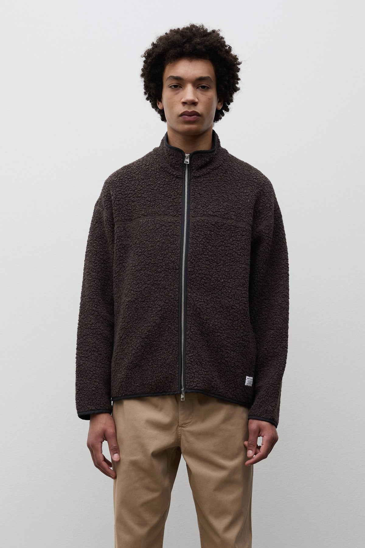 Norse Projects Bjerget Sherpa Wool Fleece Jacket Delicioso Brown