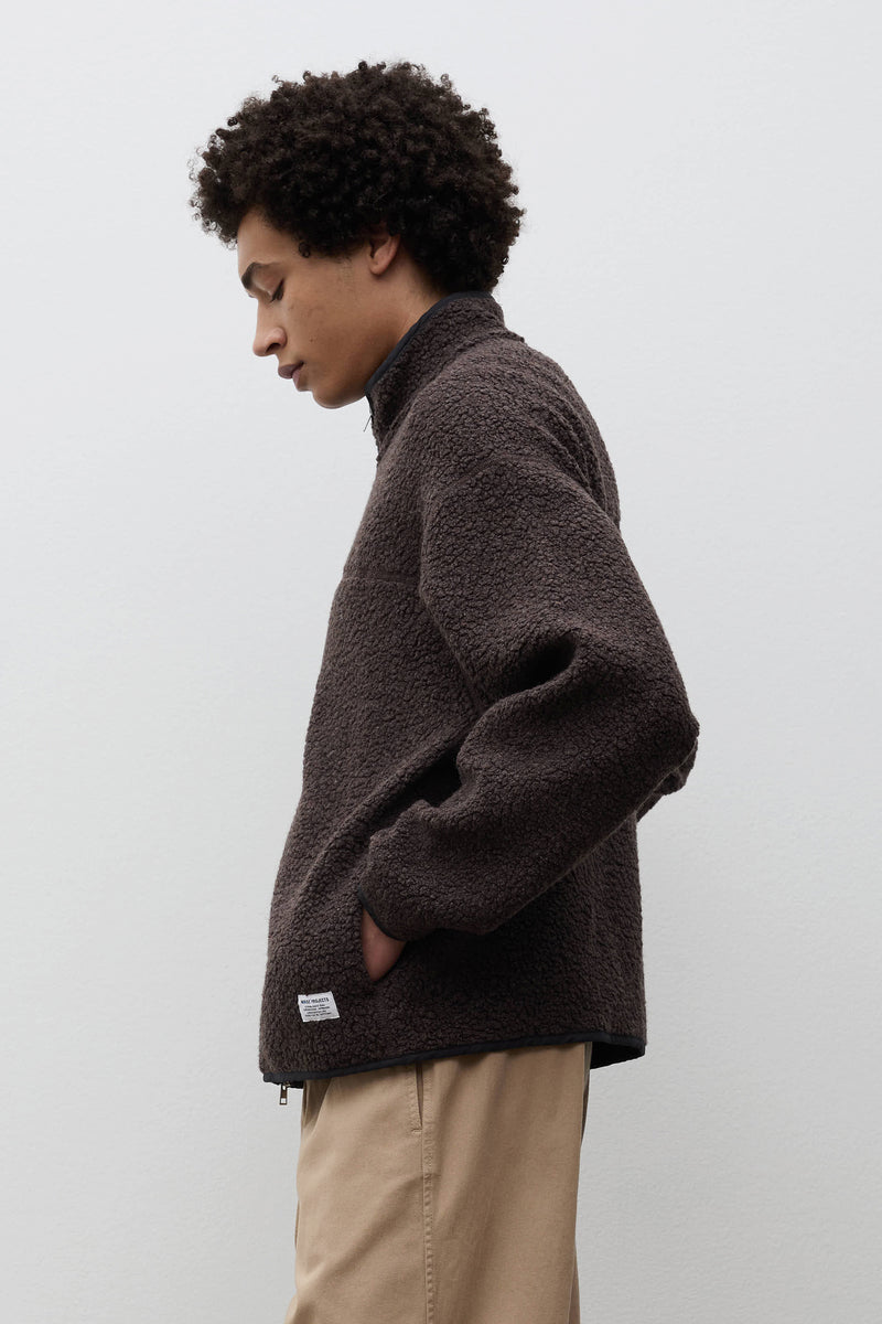 Norse Projects Bjerget Sherpa Wool Fleece Jacket Delicioso Brown