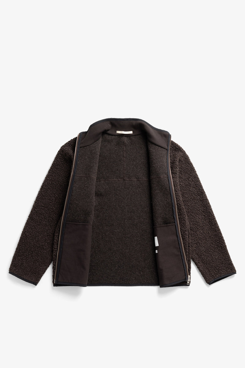 Norse Projects Bjerget Sherpa Wool Fleece Jacket Delicioso Brown