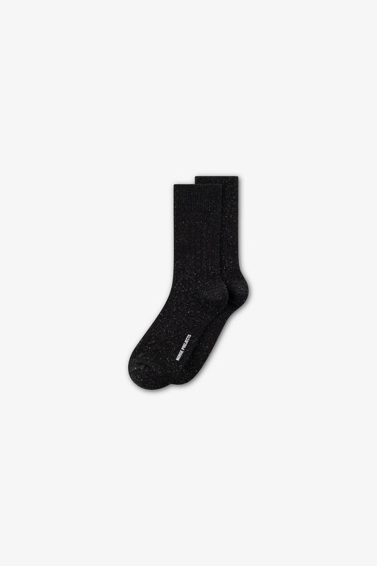 Norse Projects Bykle Neps Wool Rib Sock Charcoal Melange