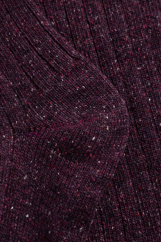Norse Projects Bykle Neps Wool Rib Sock Darkest Purple