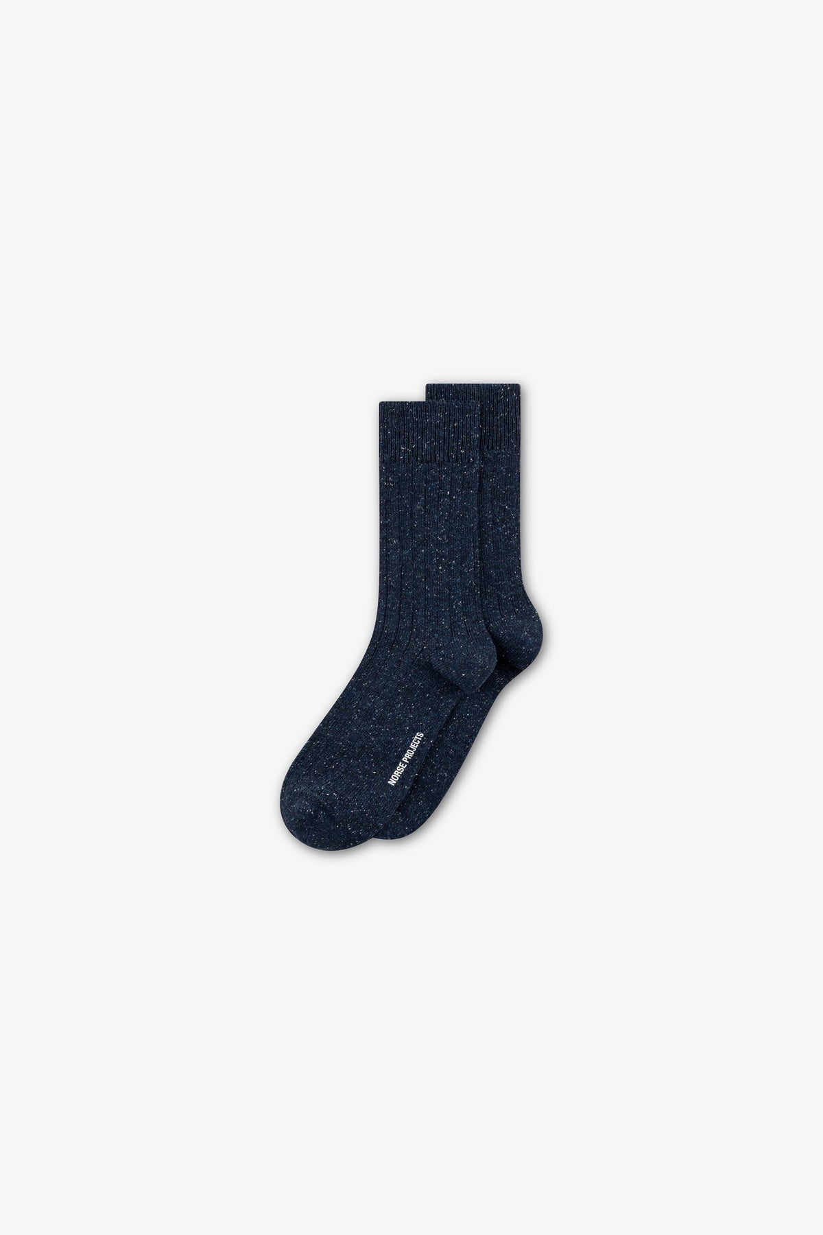 Norse Projects Bykle Neps Wool Rib Sock Dark Navy