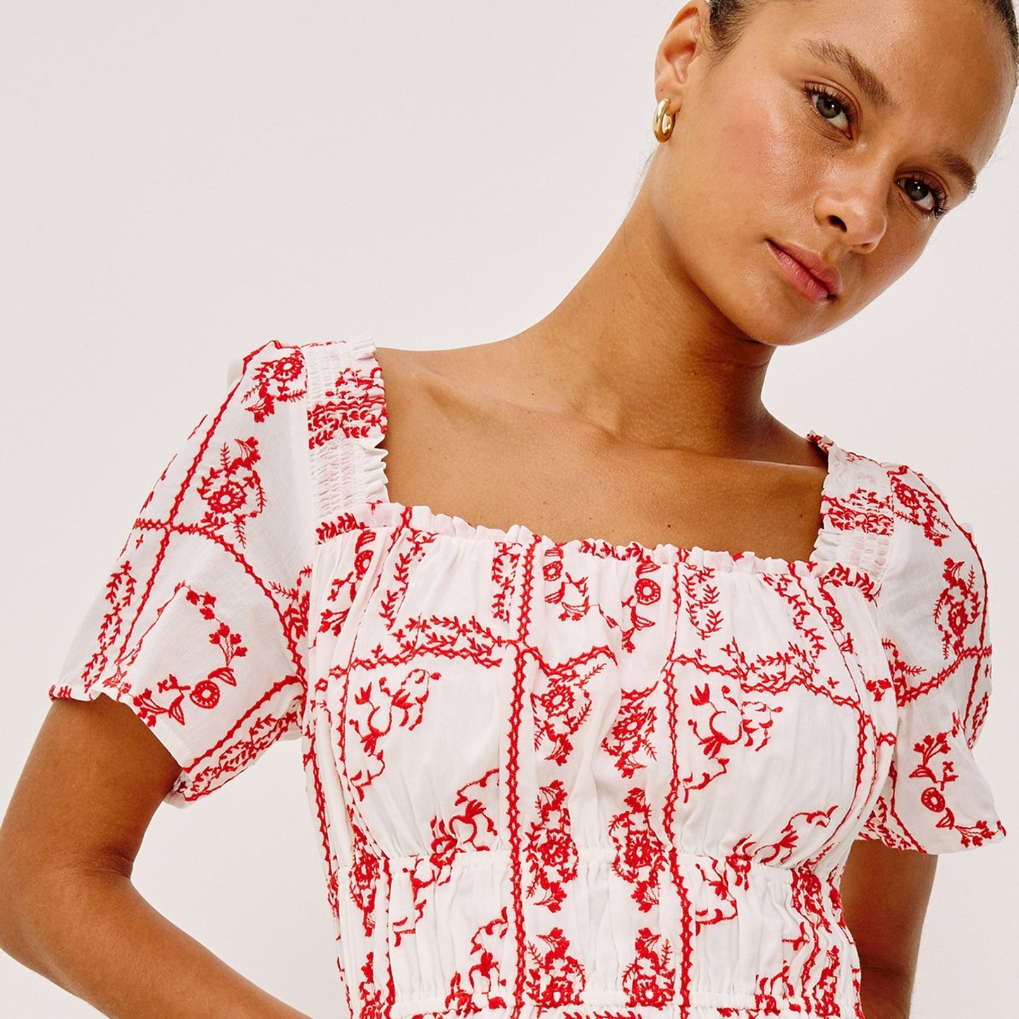 Rails Nanette Dress Ivory Red Handkerchief