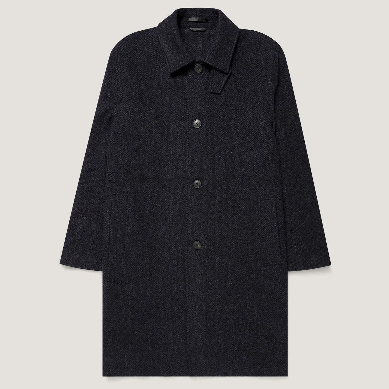 Sunspel Soft Tweed Overcoat Navy