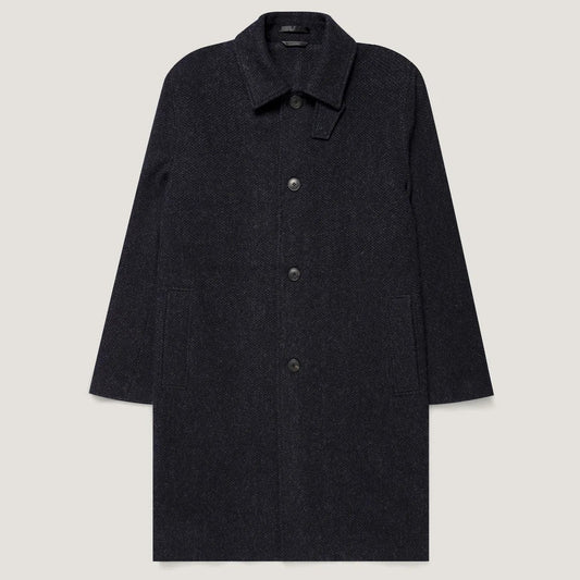 Sunspel Soft Tweed Overcoat Navy
