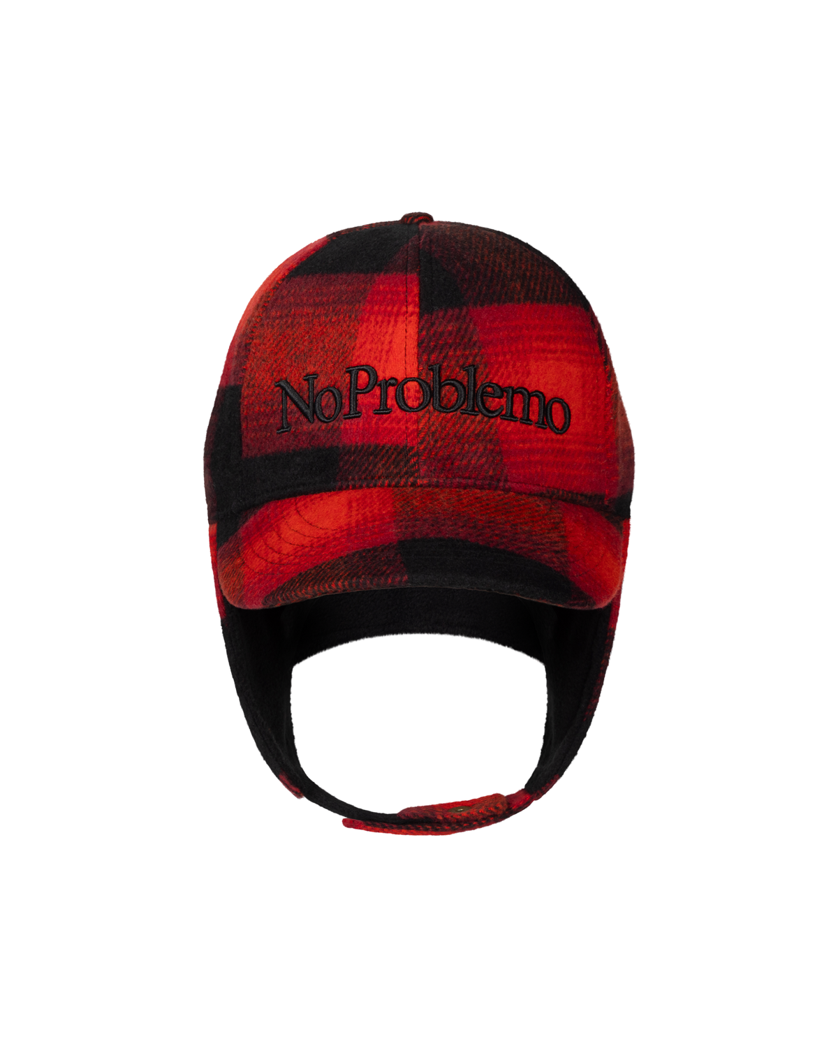 No Problemo Plaid Flap Cap Red
