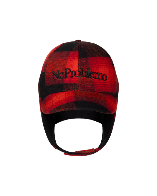 No Problemo Plaid Flap Cap Red