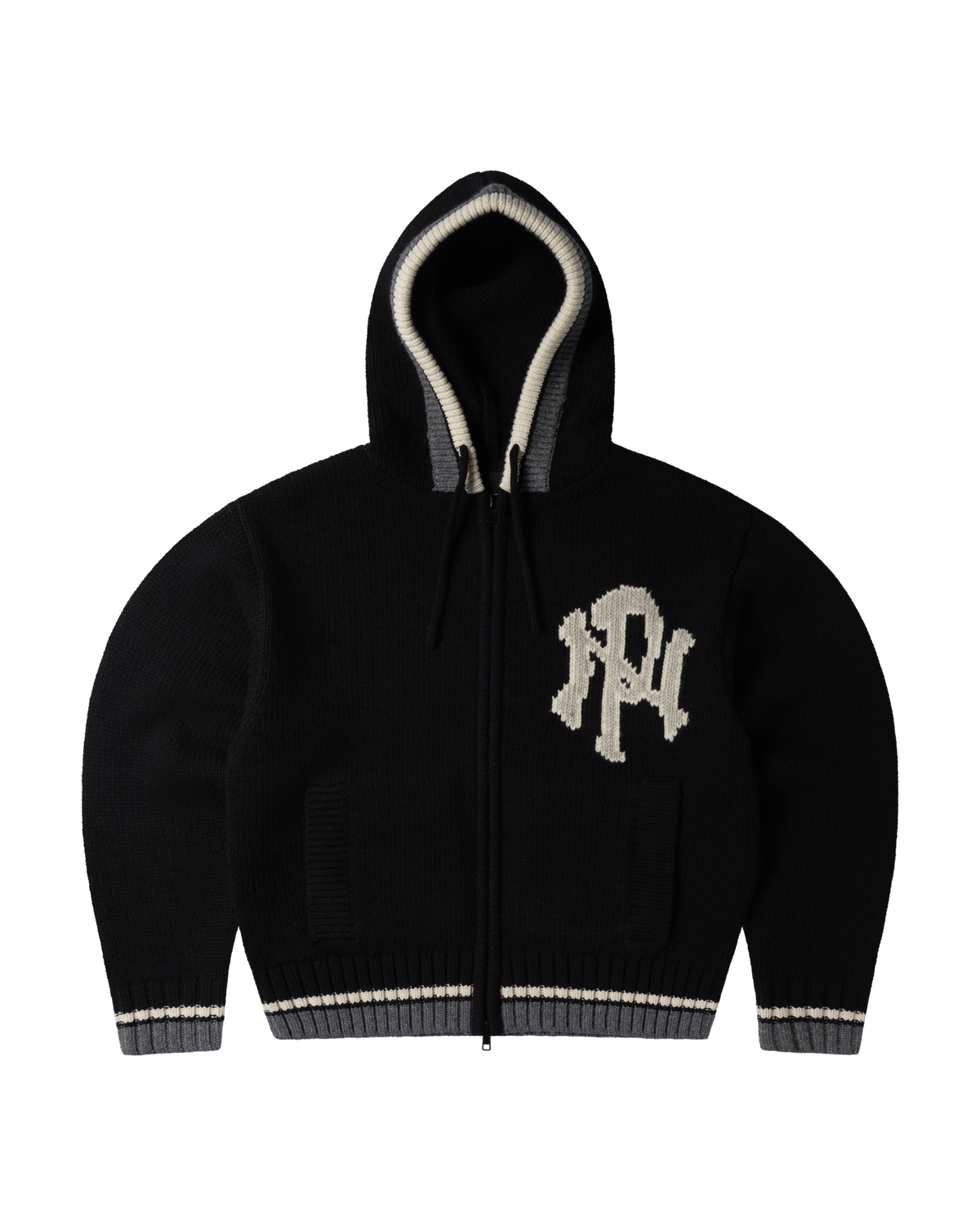 No Problemo NYP Zip Through Hooded Knit Black