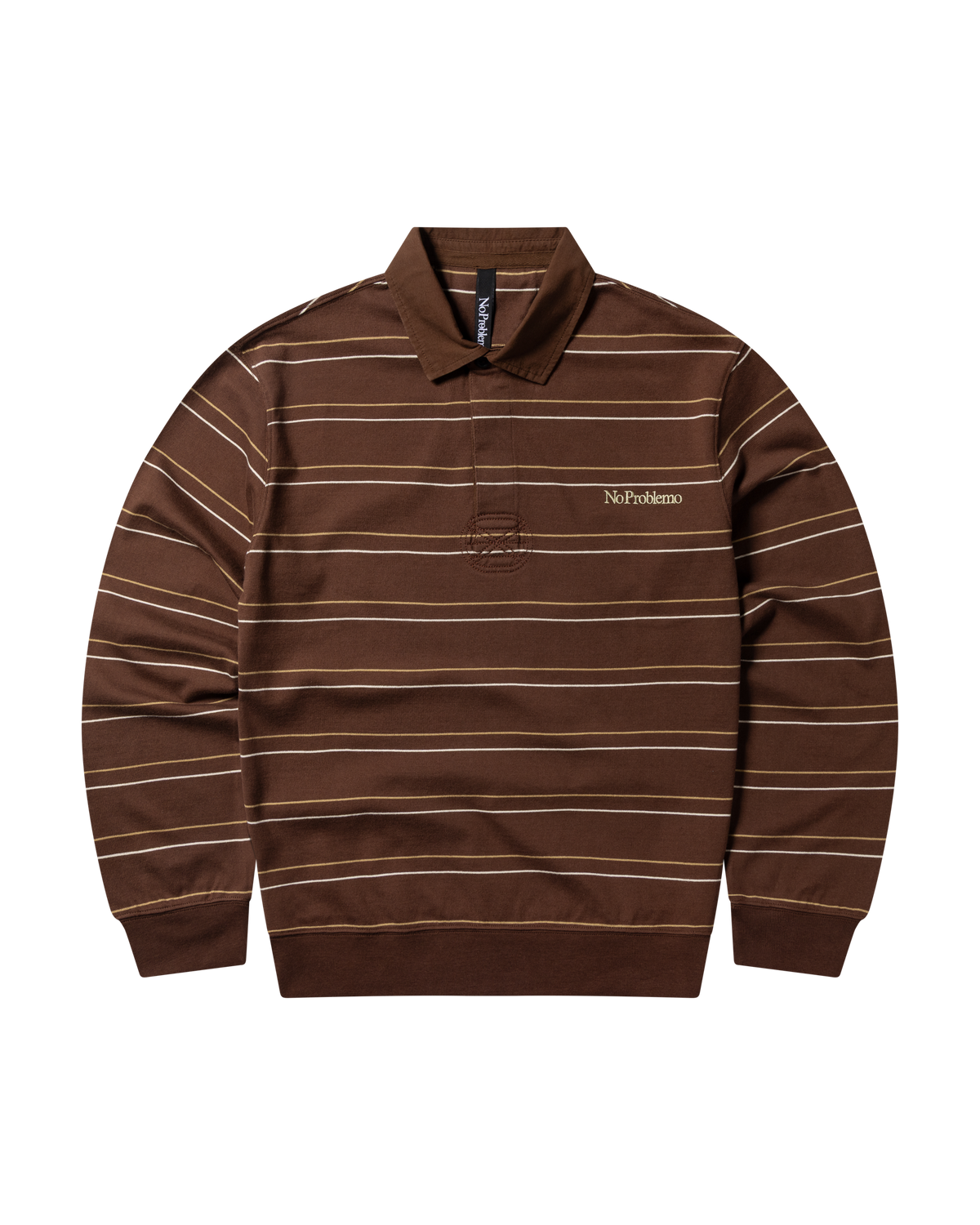 No Problemo Striped LS Rugby Shirt Brown
