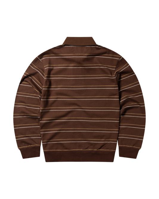 No Problemo Striped LS Rugby Shirt Brown