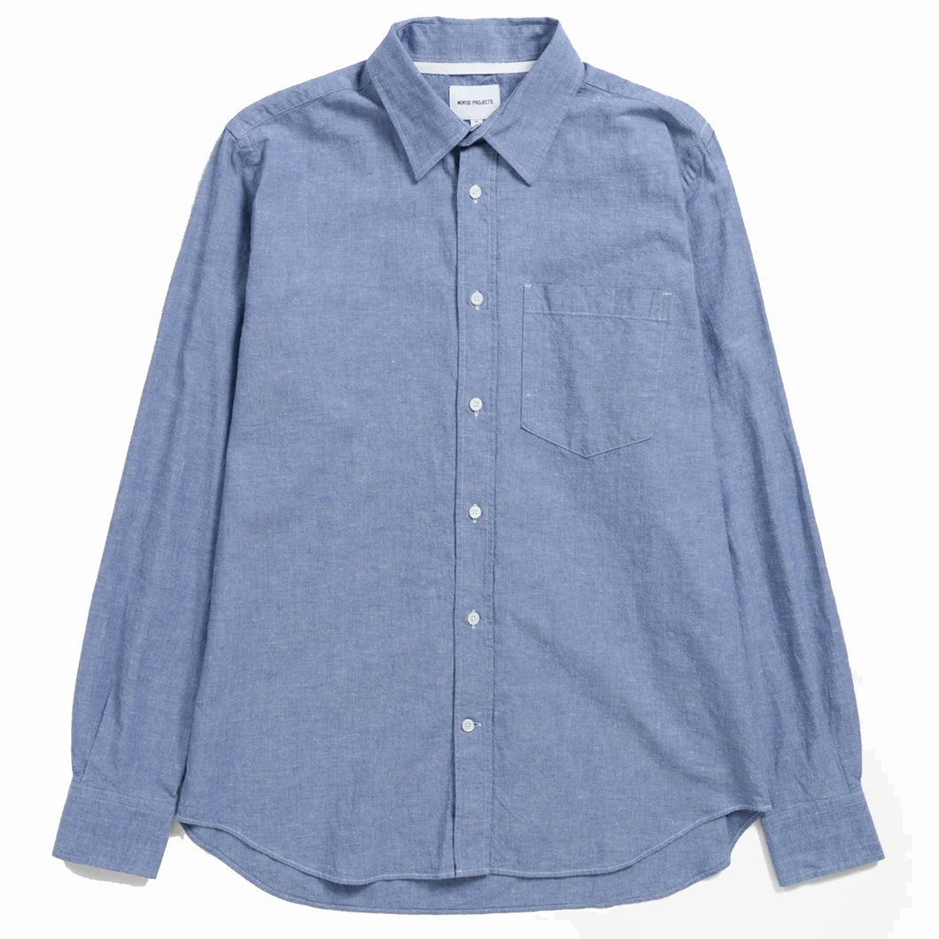 Norse Projects Algot Relaxed Cotton Linen Shirt Pale Blue