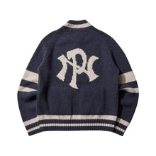 Load image into Gallery viewer, No Problemo NYP Varsity Zip Knit Jacket Navy

