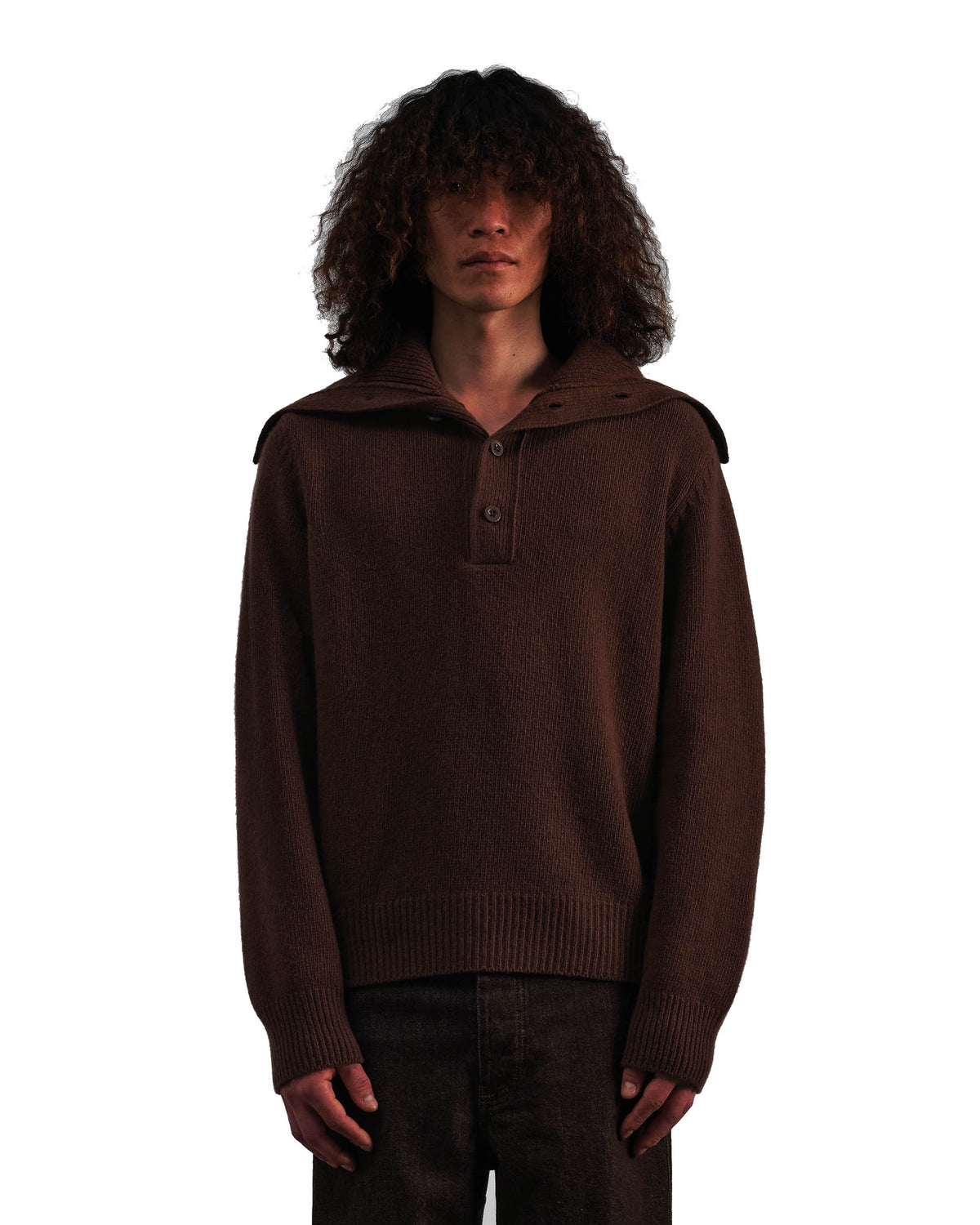 YMC Mens Runaway Neck Jumper Brown