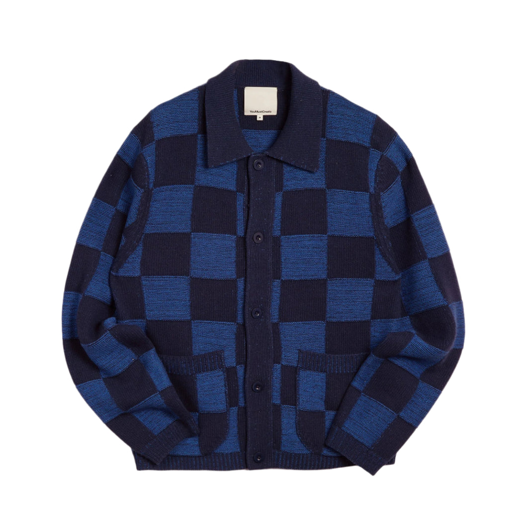 YMC Mens Baker Cardigan Blue