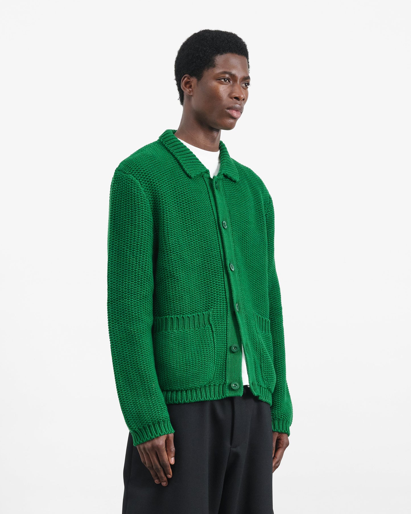 YMC Mens Baker Cardigan Green