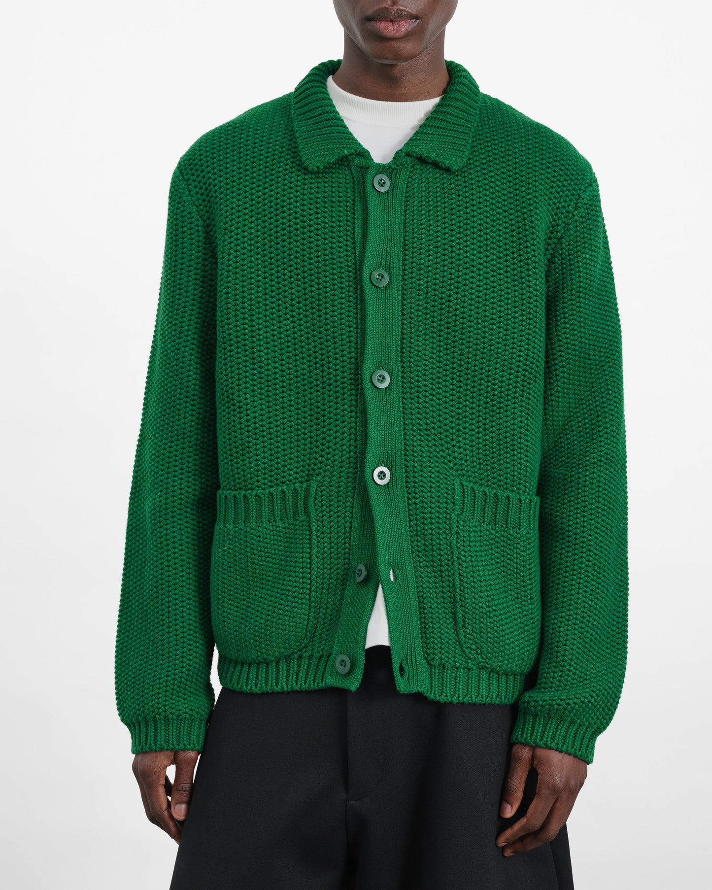YMC Mens Baker Cardigan Green
