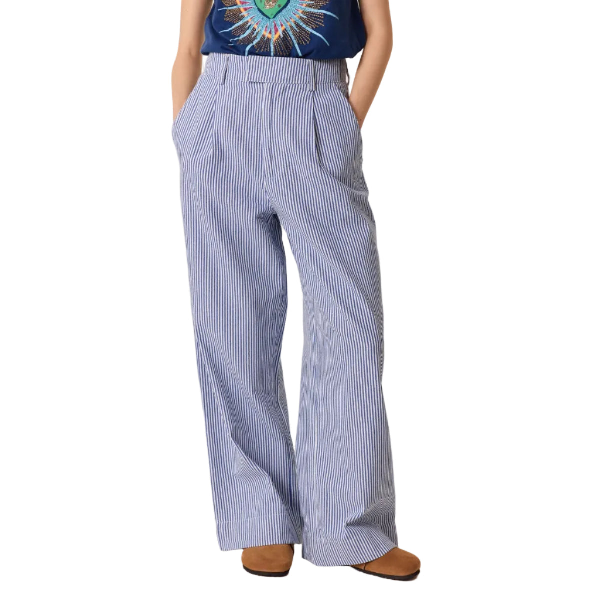 Leon & Harper Pasha Striped Pants Blue
